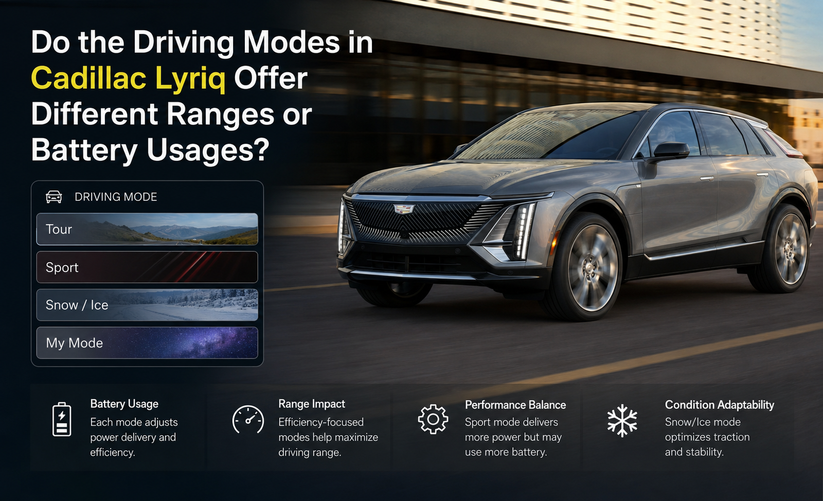 Renee Rapp Height do the driving modes in cadillac lyriq offer different ranges or battery usages?